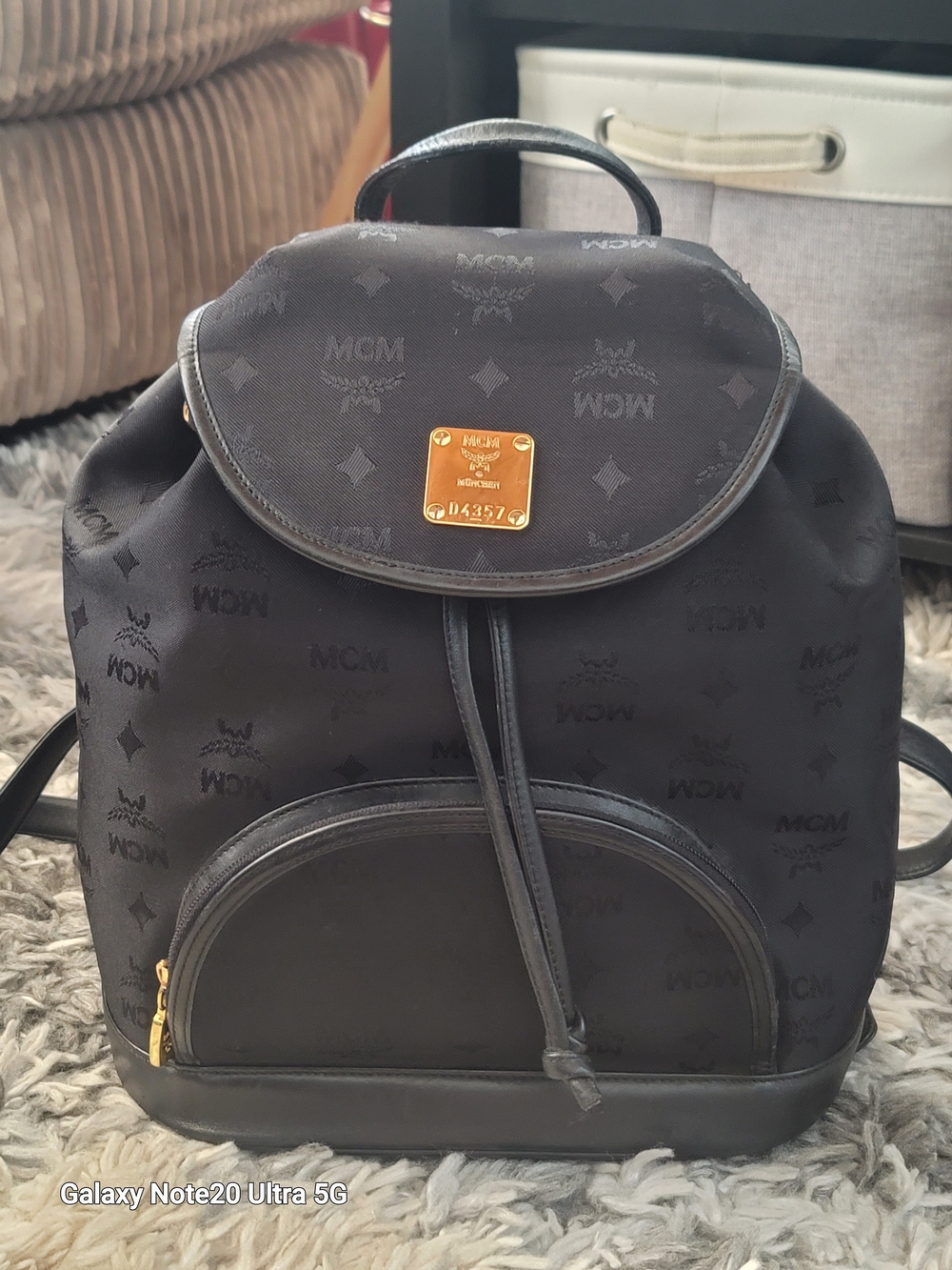 MCM Black Logo Jacquard Canvas Backpack - Black